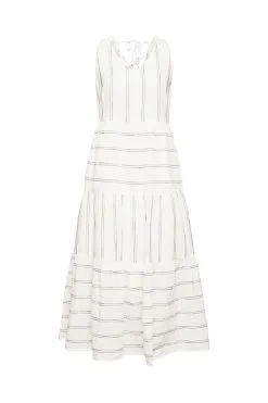 ESPRIT Midikleid Mit Gestickten Streifen Off White 3