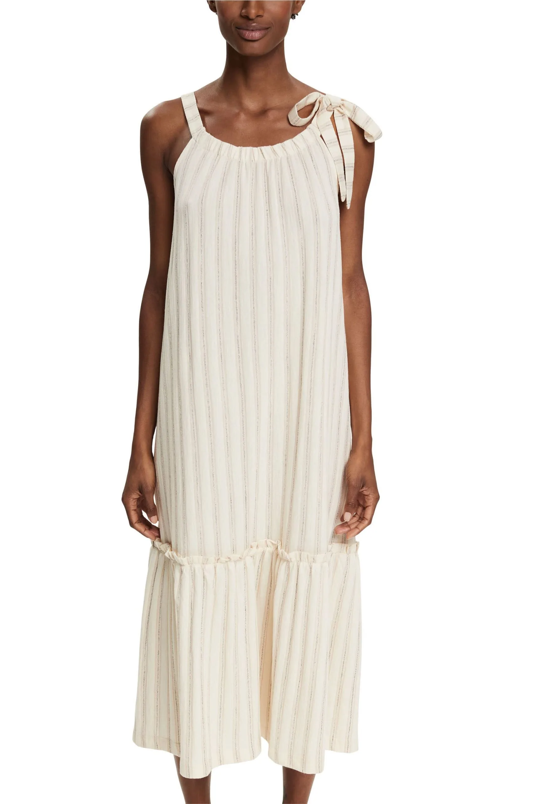 ESPRIT Midikleid Mit Webstreifen Off White – Bild 2