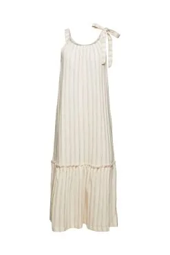 ESPRIT Midikleid Mit Webstreifen Off White
