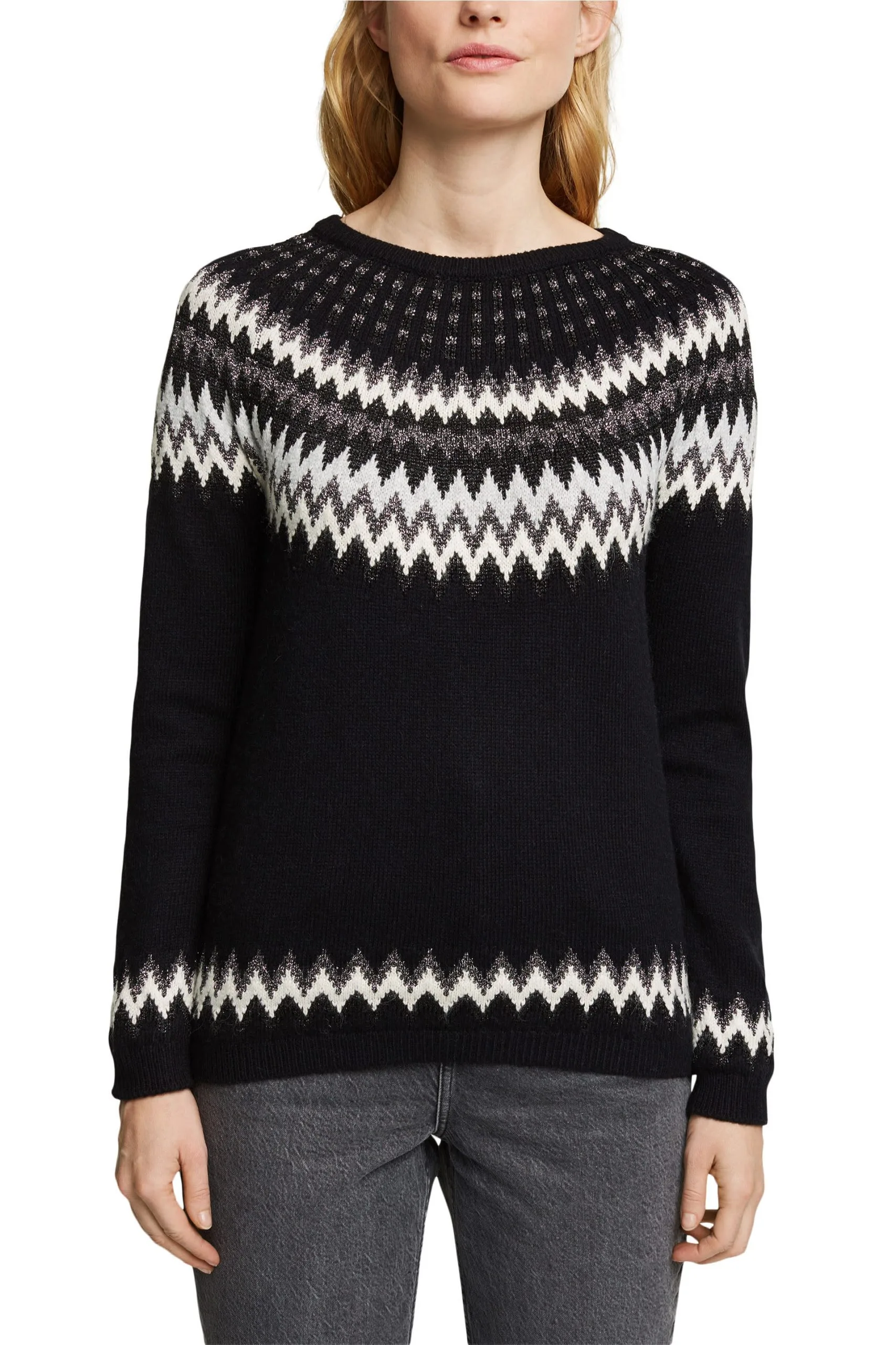 ESPRIT Norweger-Pullover Mit Glitzer Black 4 – Bild 3