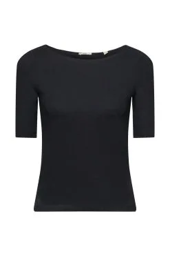 ESPRIT Pointelle-T-Shirt In Gerippter Optik Black