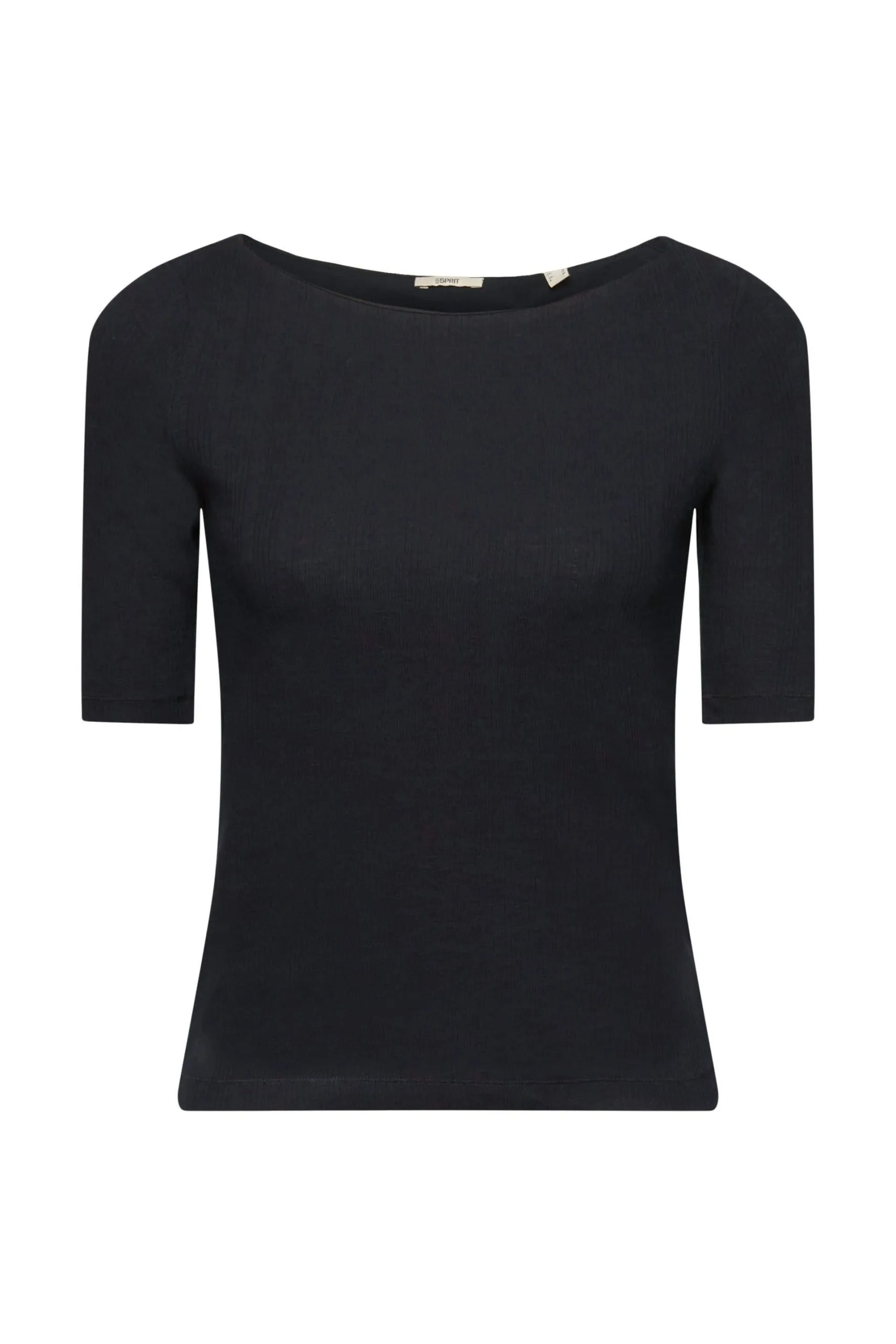 ESPRIT Pointelle-T-Shirt In Gerippter Optik Black