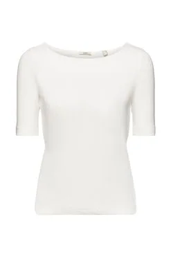 ESPRIT Pointelle-T-Shirt In Gerippter Optik Off White