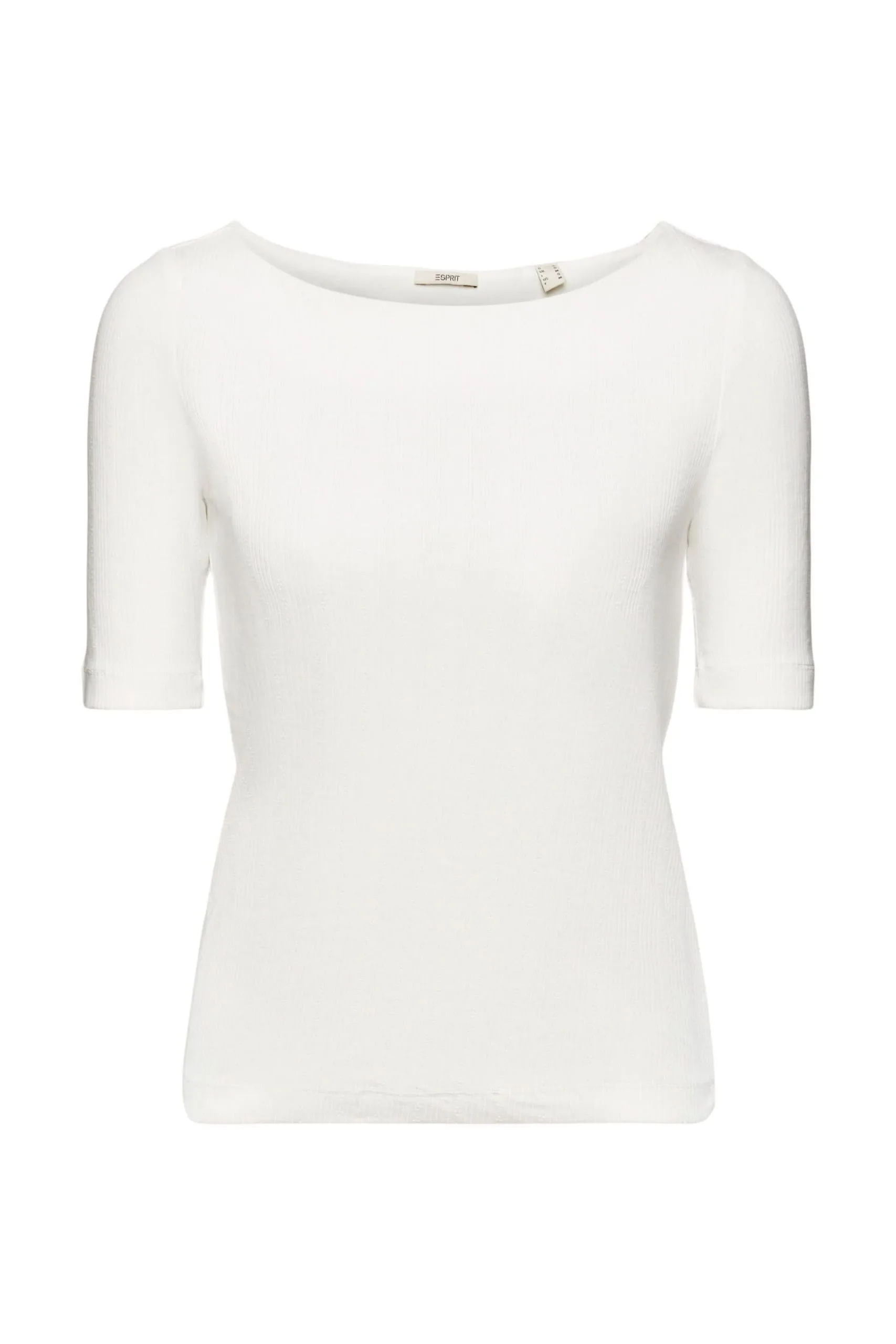 ESPRIT Pointelle-T-Shirt In Gerippter Optik Off White
