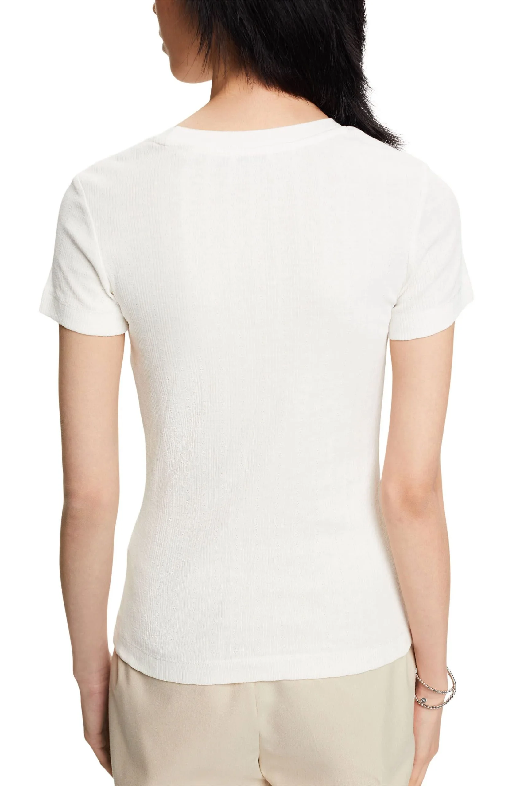 ESPRIT Pointelle-T-Shirt Off White – Bild 3