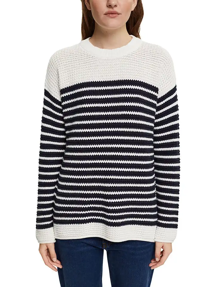 ESPRIT Pullover In Dunkelblau/ Weiß – Bild 2