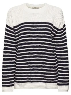 ESPRIT Pullover In Dunkelblau/ Weiß