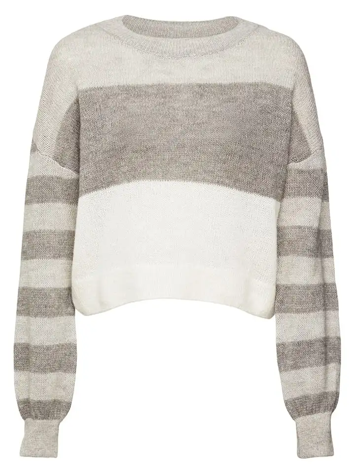 ESPRIT Pullover In Grau/ Weiß