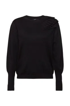 ESPRIT Rüschenpullover Black