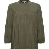 ESPRIT Shiny Henley-Bluse Dark Khaki