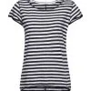 ESPRIT Streifen-T-Shirt Mit Rollkanten Navy