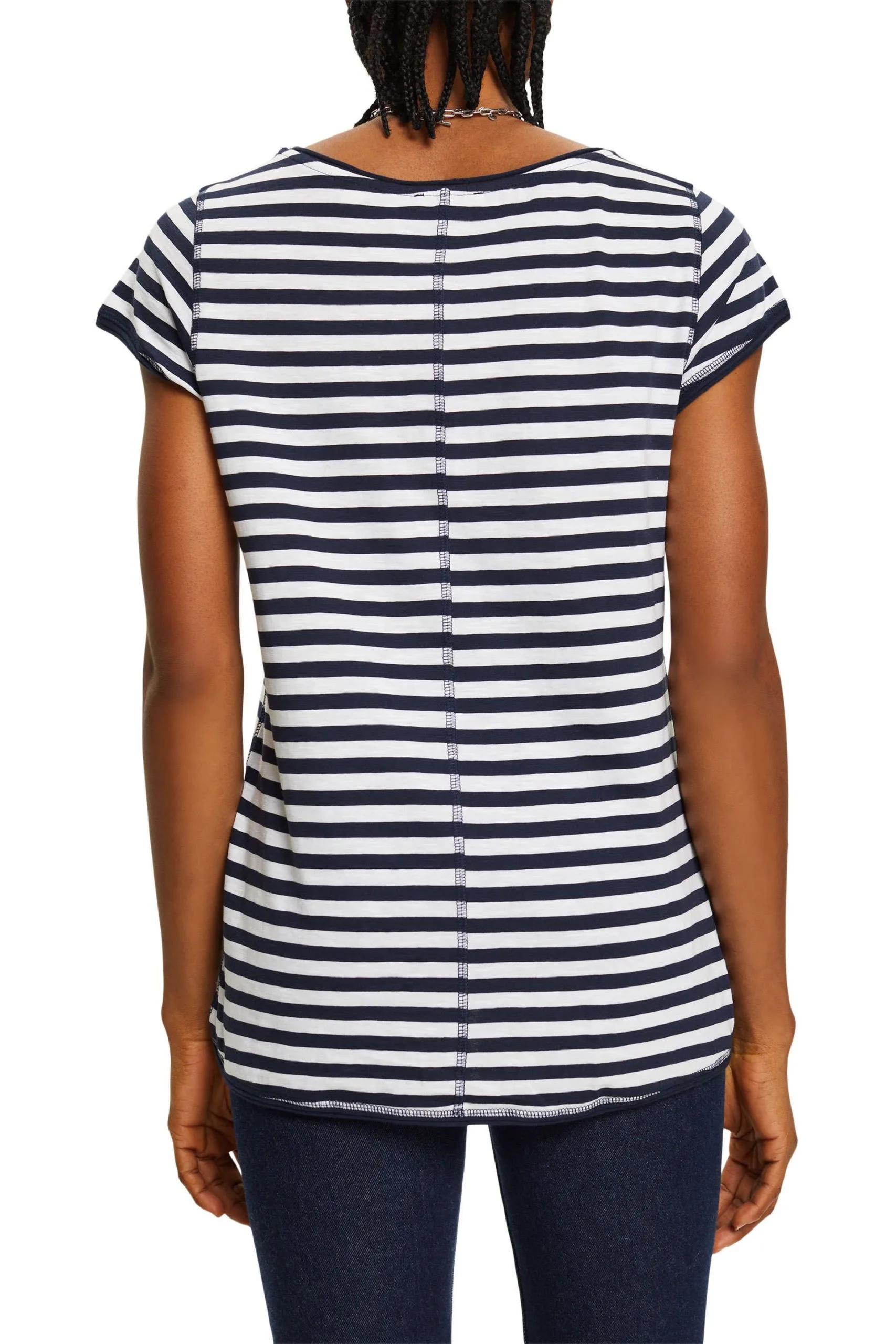 ESPRIT Streifen-T-Shirt Mit Rollkanten Navy – Bild 3