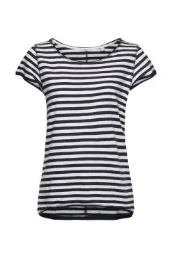 ESPRIT Streifen-T-Shirt Mit Rollkanten Navy