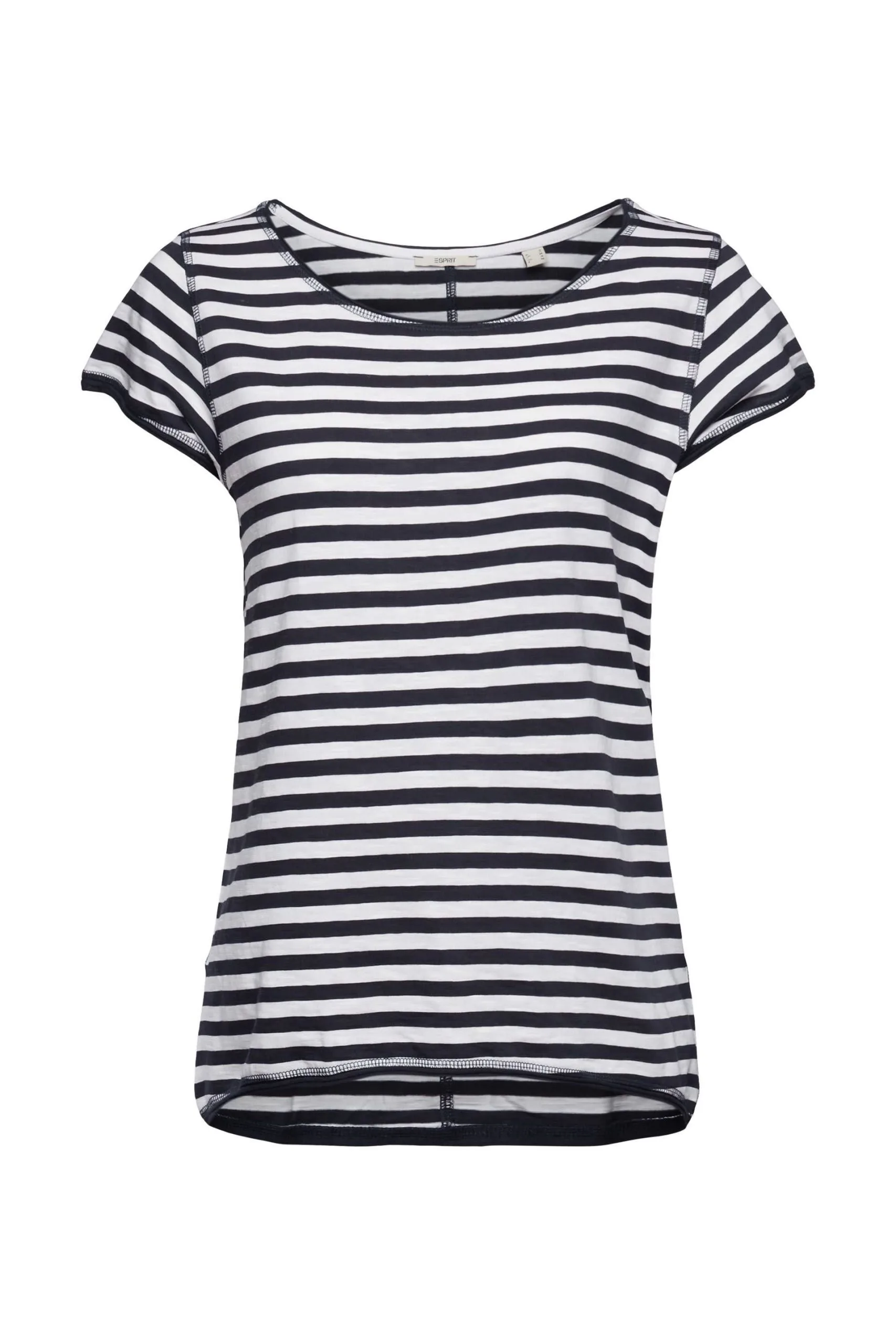 ESPRIT Streifen-T-Shirt Mit Rollkanten Navy