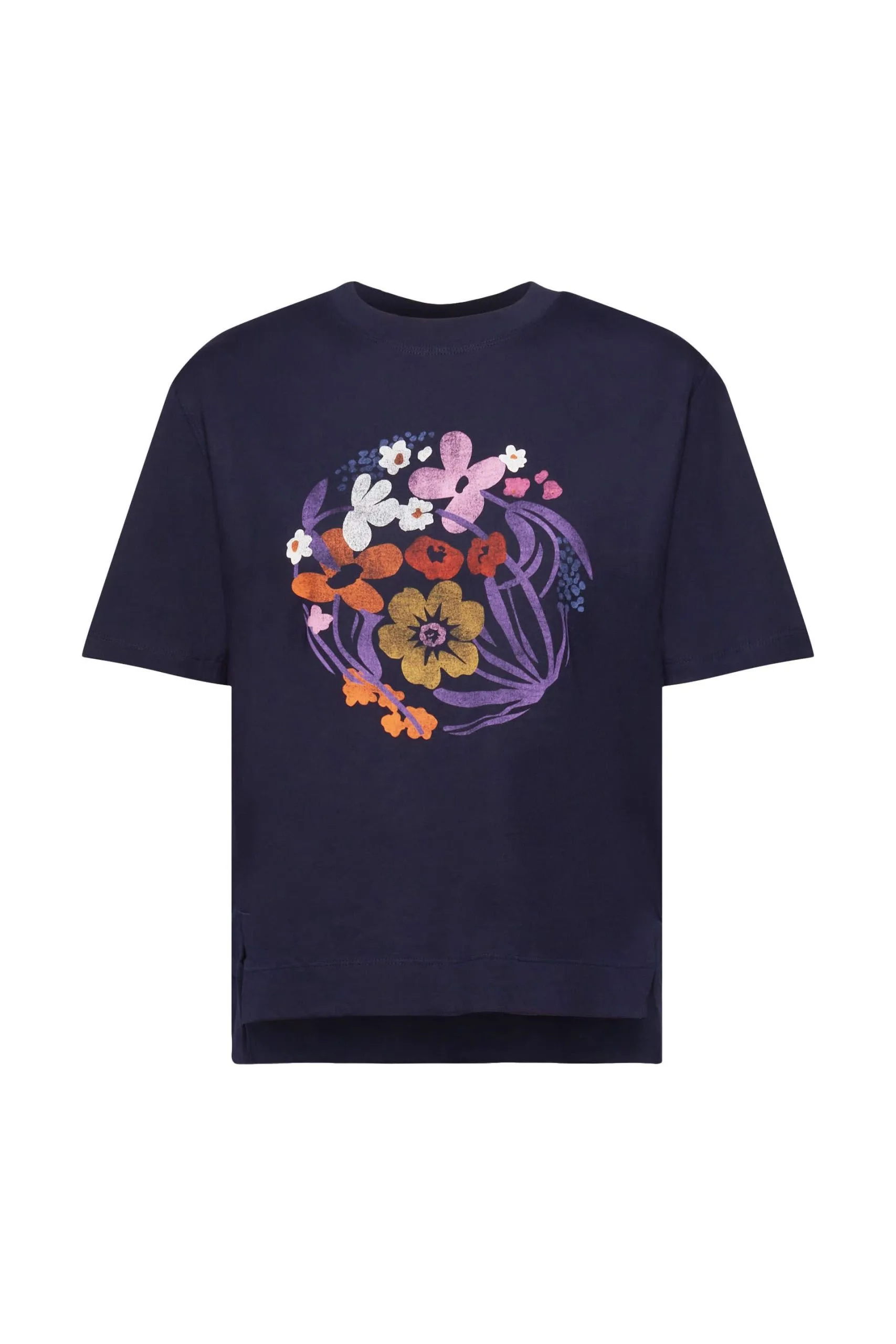 ESPRIT T-Shirt Mit Blumen-Print Navy