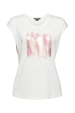 ESPRIT T-Shirt Mit Glitzer-Print Off White