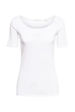ESPRIT T-Shirt Mit Logo Aus Glitzersteinchen White