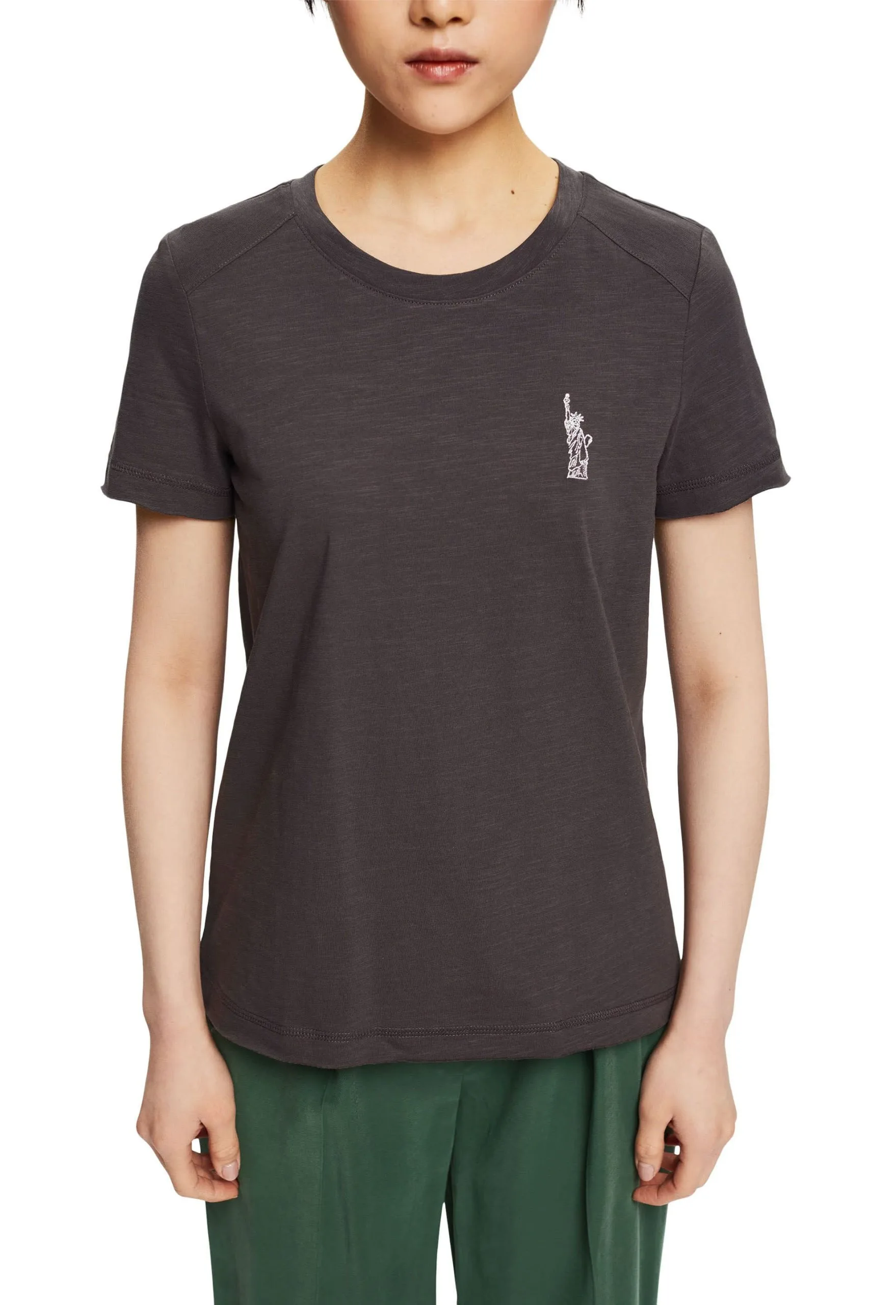 ESPRIT T-Shirt Mit Motiv-Stickerei Anthracite – Bild 2