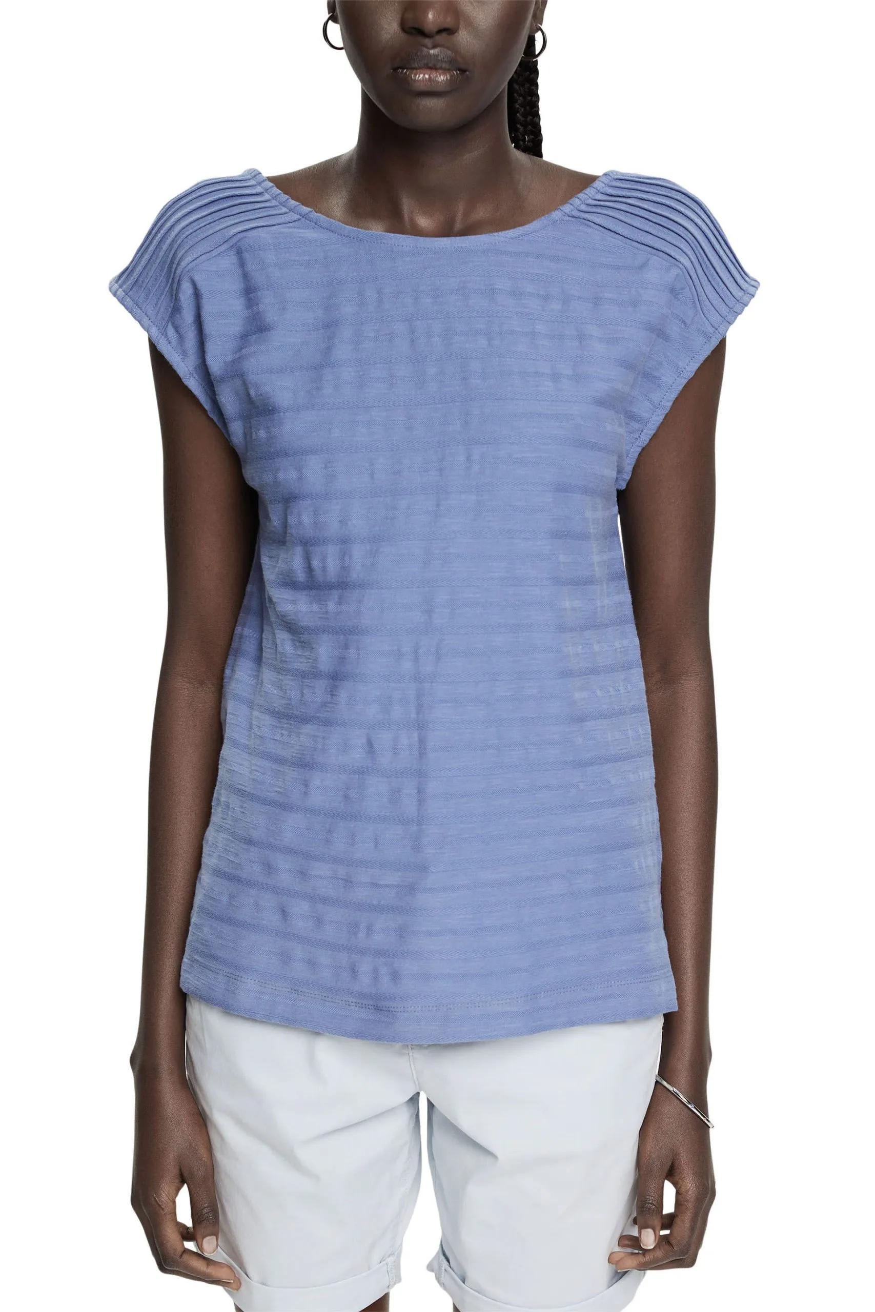 ESPRIT T-Shirt Mit Strukturstreifen Light Blue Lavender – Bild 2