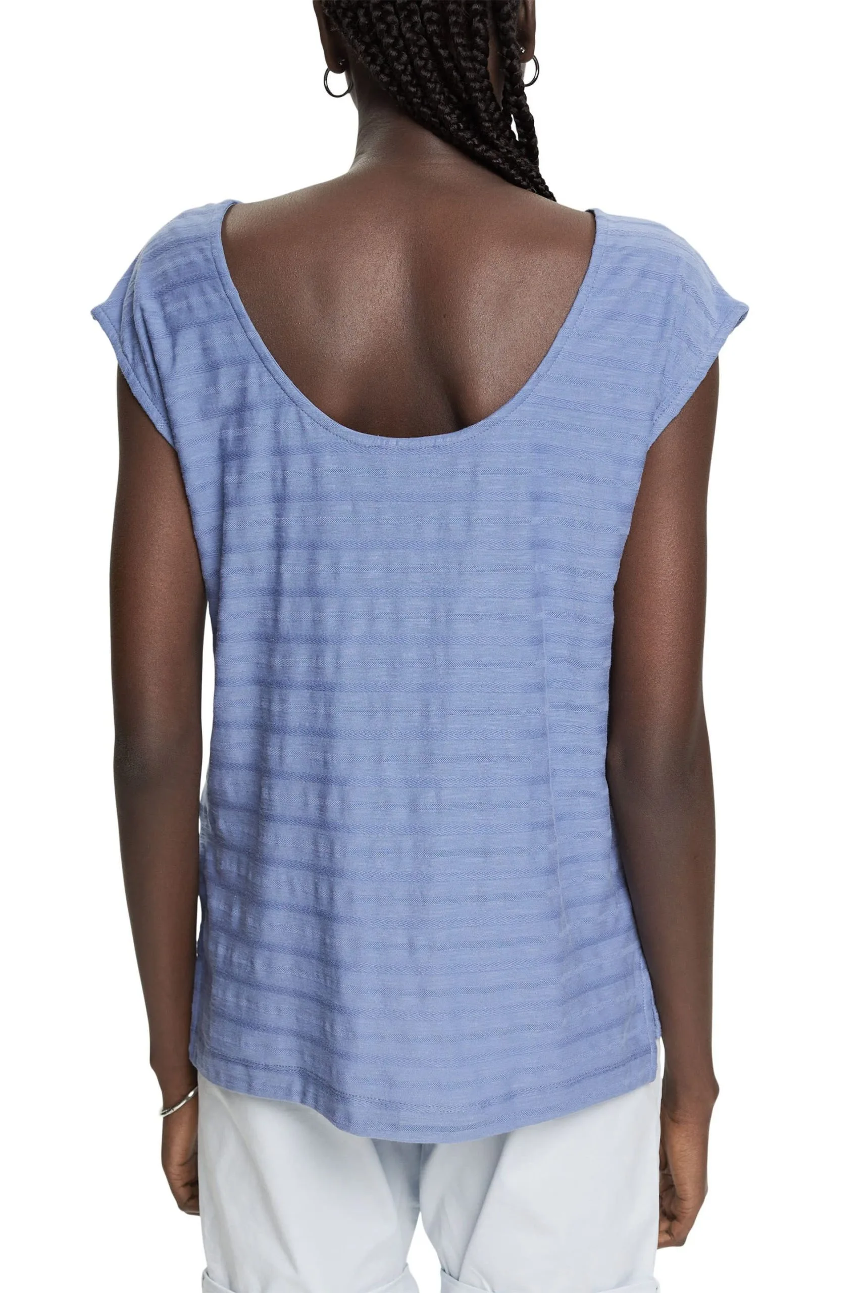 ESPRIT T-Shirt Mit Strukturstreifen Light Blue Lavender – Bild 3