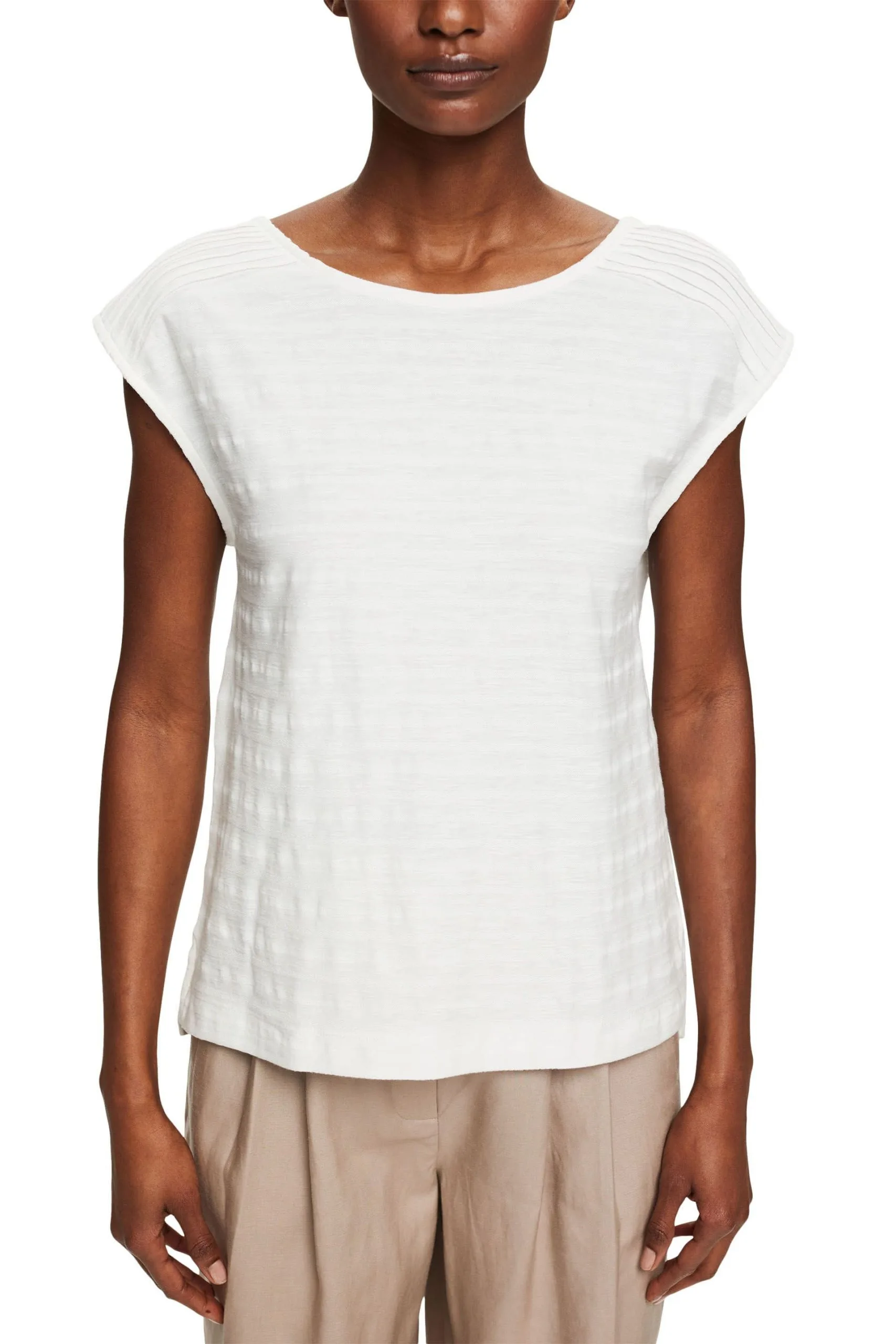 ESPRIT T-Shirt Mit Strukturstreifen Off White – Bild 2