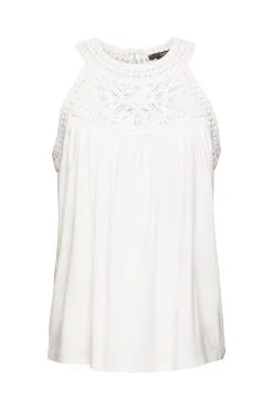 ESPRIT Top Mit Häkelspitze Off White