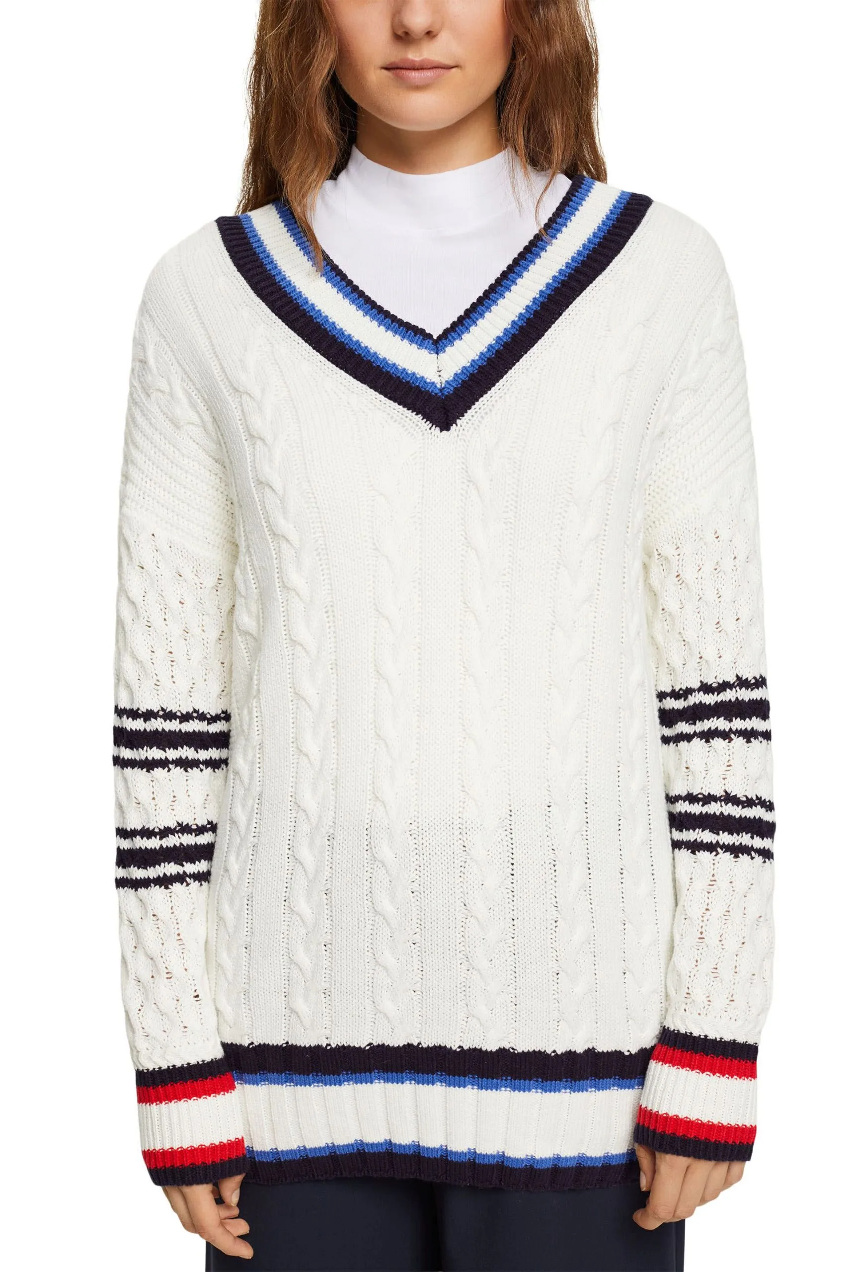 ESPRIT V-Neck-Pullover Off White – Bild 2